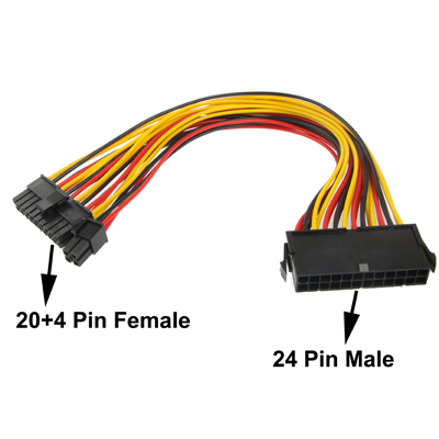 24 Pin (M) to 20+4 Pin (F) ATX Extension Cable