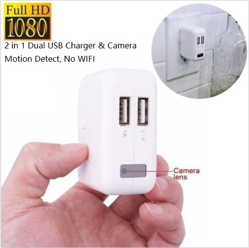 2 in 1 Motion Detect Hidden Camera 1080P and USB Charger