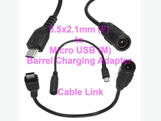 5.5x2.1mm Female to Micro USB 5 Pin Male Barrel Adapter