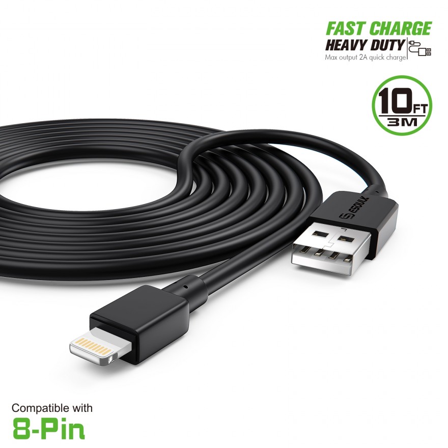 Premium Braided Heavy Duty Lightning USB Data Charging cable 3M