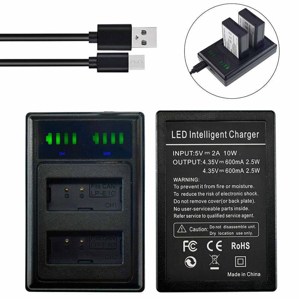 LP-E10 Dual Battery LED Wall Charger