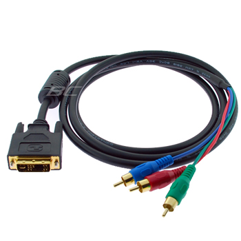 DVI-I to 3 RCA Component RGB Cable, 6 FT