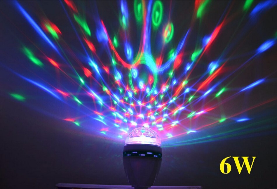 E27 6W Colorful Auto Rotate RGB LED Bulb Stage Light Party Lamp - Click Image to Close