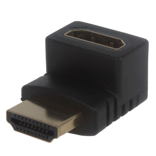 Gold Plated HDMI M/F Port Saver Adapter 90 Degree Inner Long