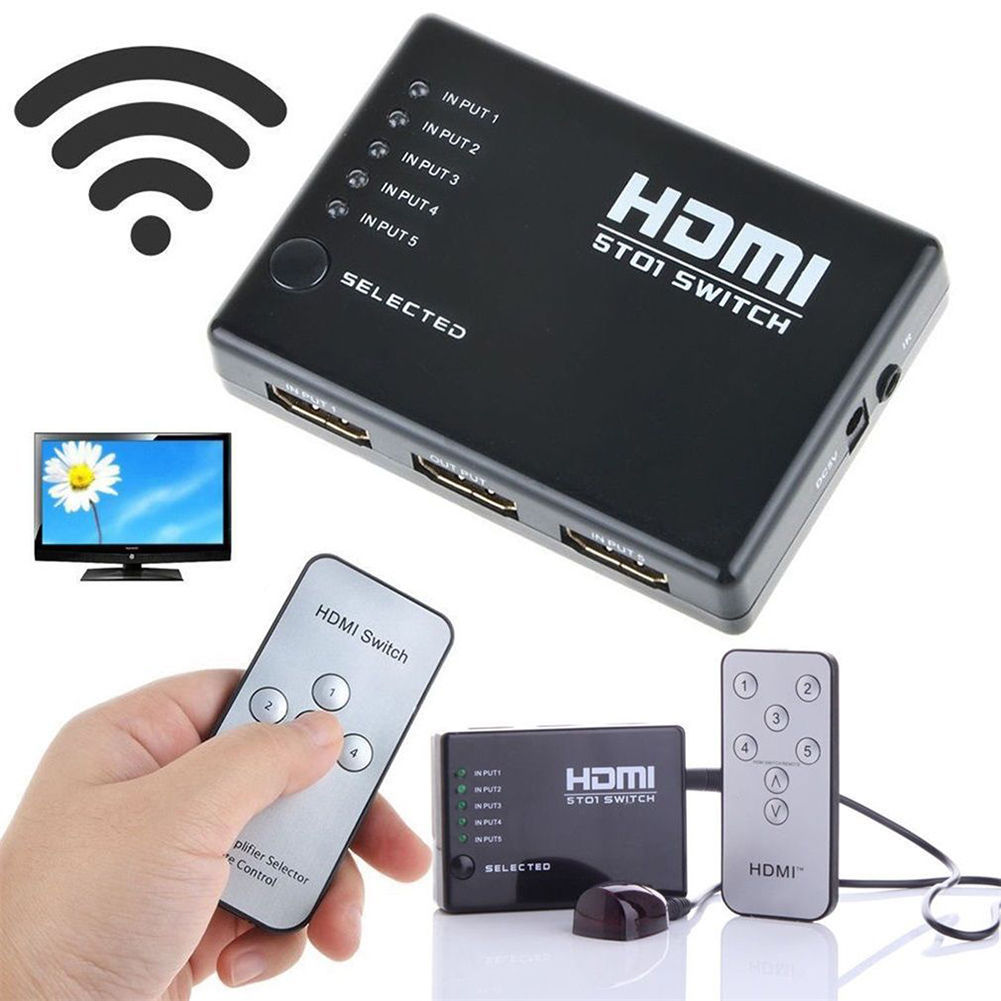 HDMI 5-port Switch With Remote and IR
