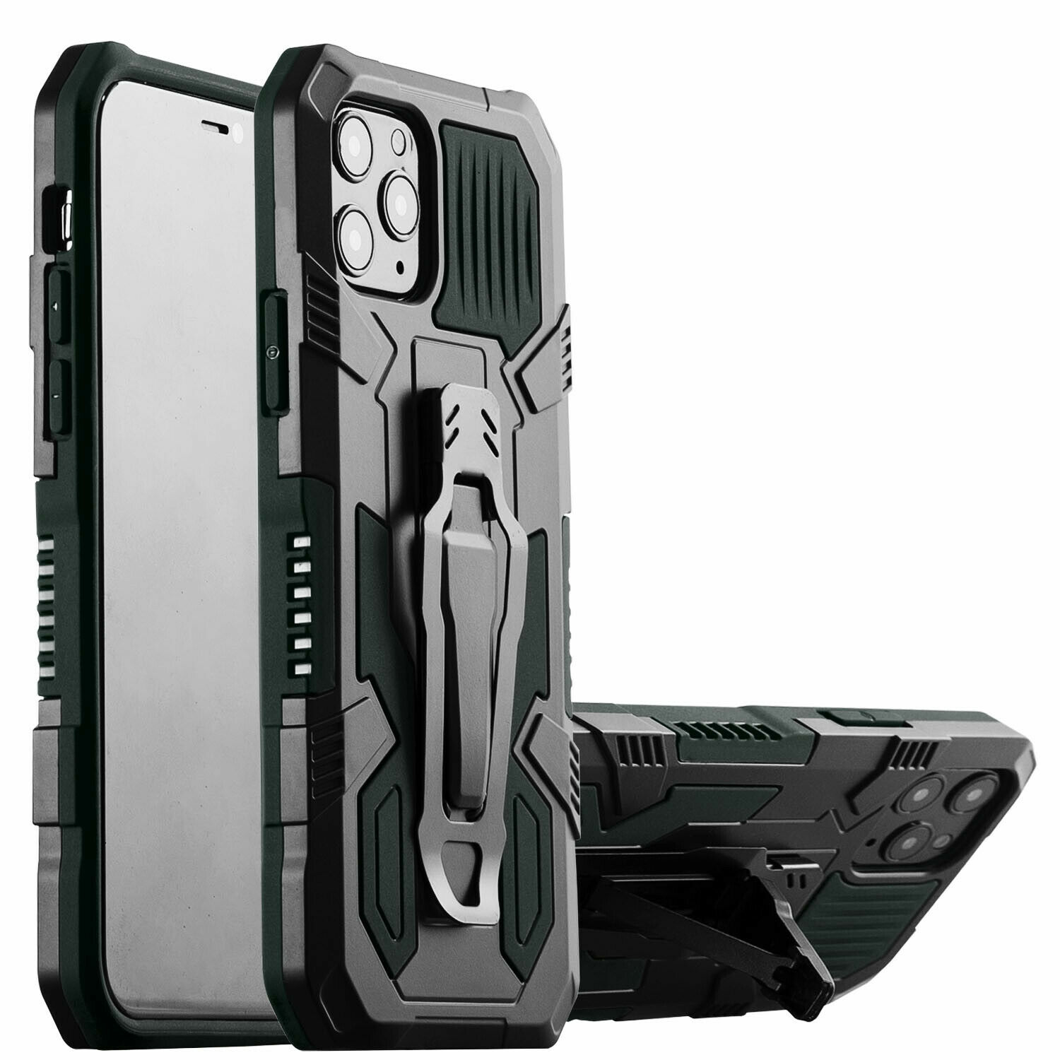 Heavy Duty Armor Hybrid Stand Clip case for IPhone 12