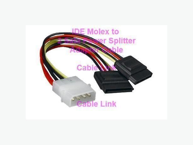 4-pin Molex connecter to 2 Serial ATA Power Splitter Cable