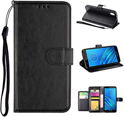 PU Leather Wallet Card Holder Flip Stand Case Motorola Moto E6