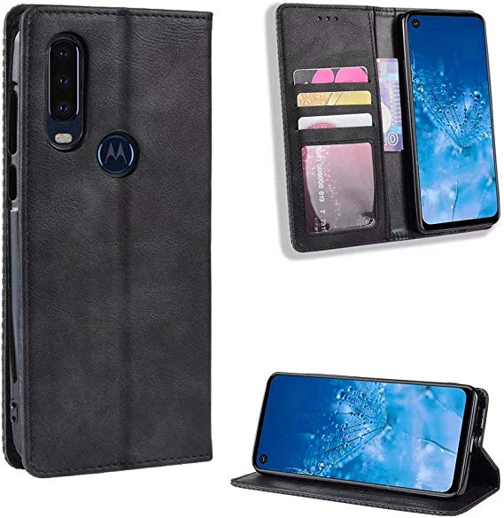 Flip Wallet Stand Leather Folio Pouch Case for Moto One Action