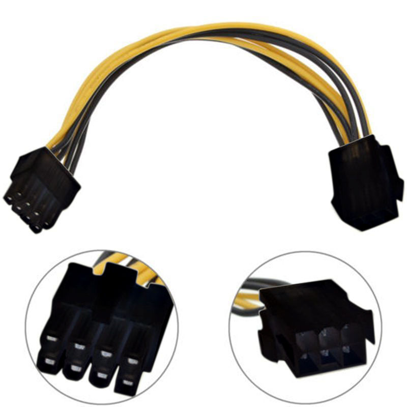 PCI-E 6 pin (M) to 8 Pin (F) Adapter Molex Cables 20CM for ATI N