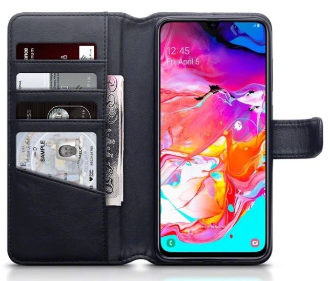 Flip PU Leather Wallet Case w/ Card Slots For Samsung A70