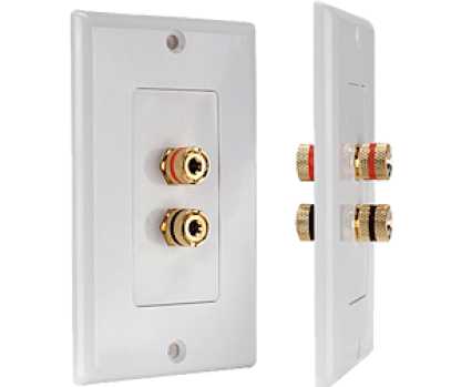Speaker Wire Wall Plate 1 Speaker White - Click Image to Close