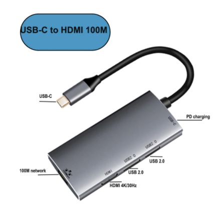 USB Type C 3.1 Gen 2 4 In 1 HDMI 4KX2K Ethernet USB PD Adapter