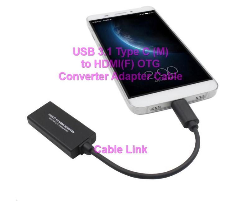 1080P USB 3.1 Type C (M) to HDMI (F) OTG Adapter Converter