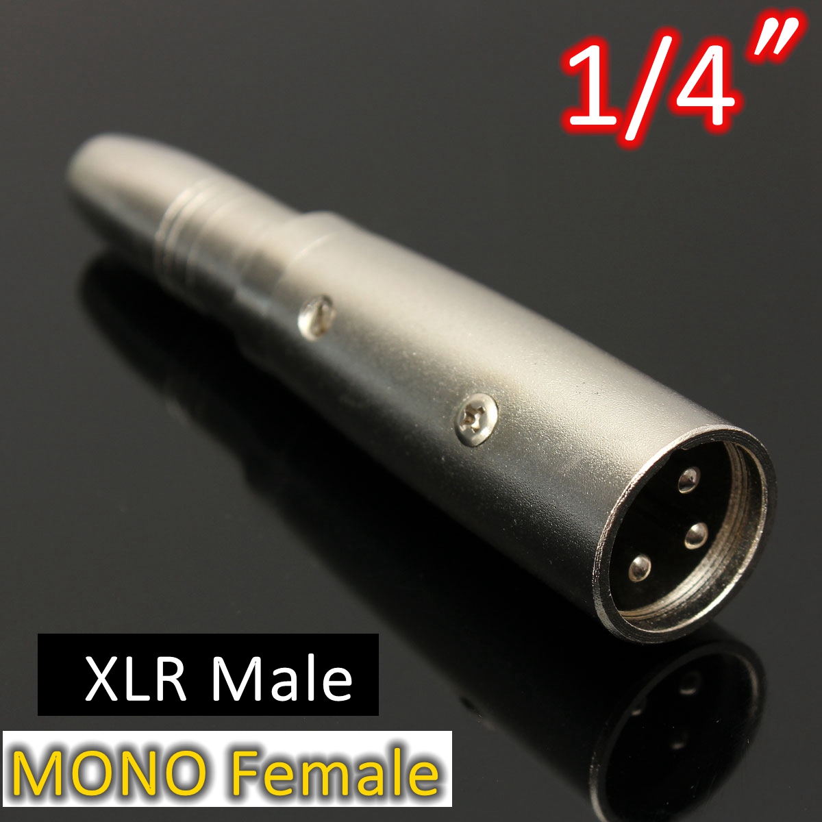3-Pin XLR Male Plug to 1/4" 6.35mm Female Microphone Mic TRS Ada