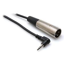 XLR M to Right Angle 3.5mm TRS stereo Microphone Cable 1FT
