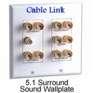 DataComm 5.1 Surround Sound Distribution 2-Gang Wall Plate - Click Image to Close