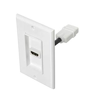 Single HDMI Wall Plate With 4'' HDMI Coupler Cable
